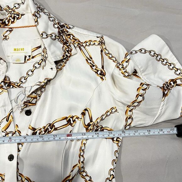 Maeve for Anthropologie Chain Printed Short Sleeve Maxi Shirt Dress Size XS - Picture 10 of 11